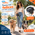 Correa Retráctil de 3 Metros con Luz LED Integrada para pasear 2 perros sin enredos.