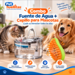 Combo Fuente de Agua + Cepillo para Mascotas 2 en 1